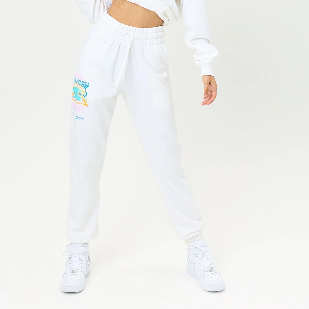 NWT Frankie’s Bikinis White Frank High Waist Sweatpants